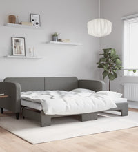 Tagesbett Ausziehbar Dunkelgrau 90x200 cm Stoff