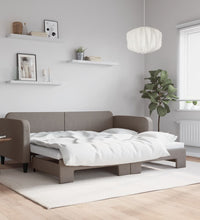 Tagesbett Ausziehbar Taupe 90x200 cm Stoff