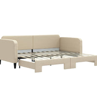 Tagesbett Ausziehbar Creme 90x200 cm Stoff