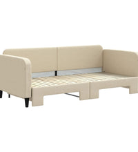 Tagesbett Ausziehbar Creme 90x200 cm Stoff
