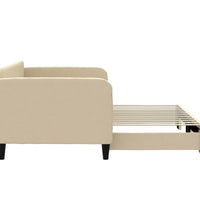 Tagesbett Ausziehbar Creme 90x200 cm Stoff