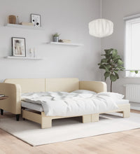 Tagesbett Ausziehbar Creme 90x200 cm Stoff