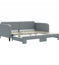 Tagesbett Ausziehbar Hellgrau 100x200 cm Stoff