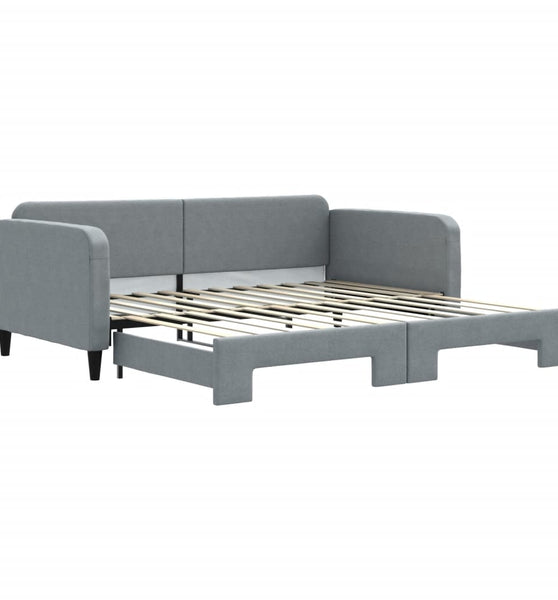 Tagesbett Ausziehbar Hellgrau 100x200 cm Stoff
