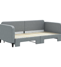Tagesbett Ausziehbar Hellgrau 100x200 cm Stoff