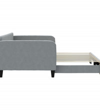 Tagesbett Ausziehbar Hellgrau 100x200 cm Stoff