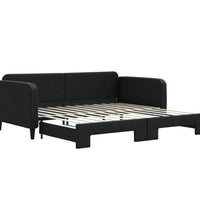 Tagesbett Ausziehbar Schwarz 100x200 cm Stoff