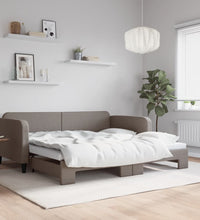 Tagesbett Ausziehbar Taupe 100x200 cm Stoff