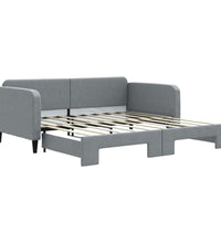 Tagesbett Ausziehbar Hellgrau 90x190 cm Stoff