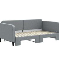 Tagesbett Ausziehbar Hellgrau 90x190 cm Stoff