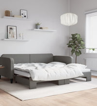 Tagesbett Ausziehbar Dunkelgrau 90x190 cm Stoff