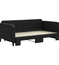 Tagesbett Ausziehbar Schwarz 90x190 cm Stoff