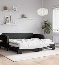 Tagesbett Ausziehbar Schwarz 90x190 cm Stoff