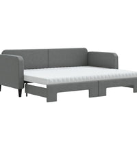 Tagesbett Ausziehbar mit Matratzen Dunkelgrau 80x200 cm Stoff