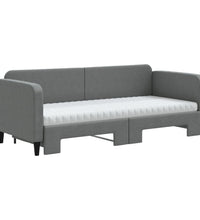 Tagesbett Ausziehbar mit Matratzen Dunkelgrau 80x200 cm Stoff