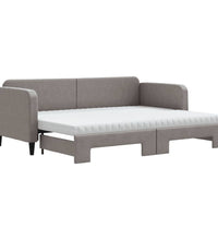 Tagesbett Ausziehbar mit Matratzen Taupe 80x200 cm Stoff