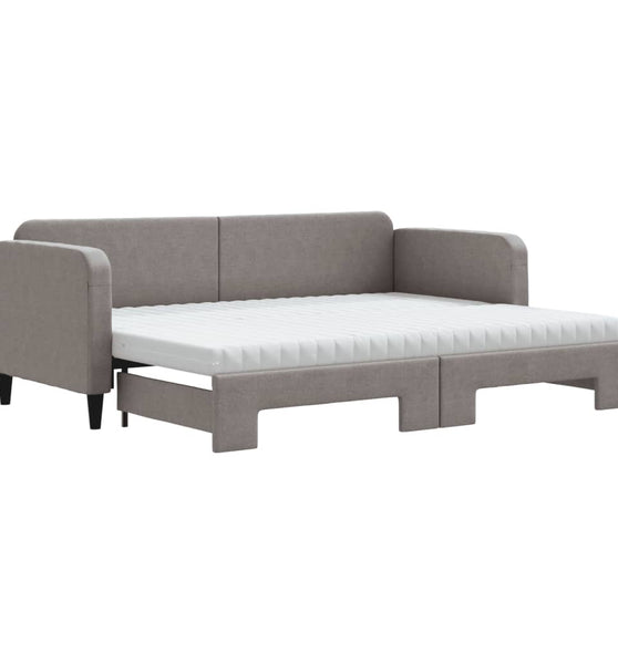 Tagesbett Ausziehbar mit Matratzen Taupe 80x200 cm Stoff