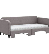 Tagesbett Ausziehbar mit Matratzen Taupe 80x200 cm Stoff