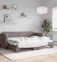 Tagesbett Ausziehbar mit Matratzen Taupe 80x200 cm Stoff