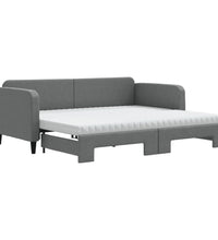 Tagesbett Ausziehbar mit Matratzen Dunkelgrau 90x200 cm Stoff