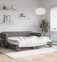 Tagesbett Ausziehbar mit Matratzen Dunkelgrau 90x200 cm Stoff