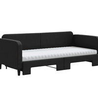 Tagesbett Ausziehbar mit Matratzen Schwarz 90x200 cm Stoff