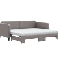 Tagesbett Ausziehbar mit Matratzen Taupe 90x200 cm Stoff