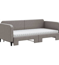 Tagesbett Ausziehbar mit Matratzen Taupe 90x200 cm Stoff
