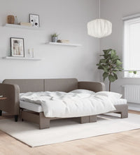 Tagesbett Ausziehbar mit Matratzen Taupe 90x200 cm Stoff