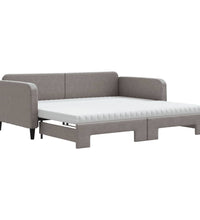 Tagesbett Ausziehbar mit Matratzen Dunkelgrau 100x200 cm Stoff
