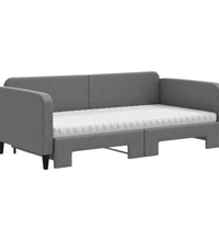 Tagesbett Ausziehbar mit Matratzen Dunkelgrau 100x200 cm Stoff