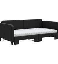 Tagesbett Ausziehbar mit Matratzen Schwarz 100x200 cm Stoff