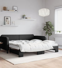 Tagesbett Ausziehbar mit Matratzen Schwarz 100x200 cm Stoff