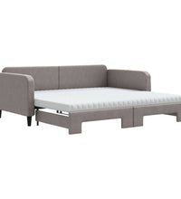 Tagesbett Ausziehbar mit Matratzen Taupe 100x200 cm Stoff