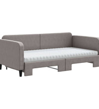 Tagesbett Ausziehbar mit Matratzen Taupe 100x200 cm Stoff