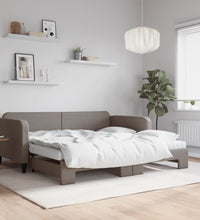 Tagesbett Ausziehbar mit Matratzen Taupe 100x200 cm Stoff