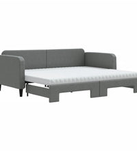 Tagesbett Ausziehbar mit Matratzen Dunkelgrau 90x190 cm Stoff
