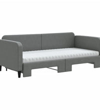 Tagesbett Ausziehbar mit Matratzen Dunkelgrau 90x190 cm Stoff