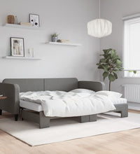 Tagesbett Ausziehbar mit Matratzen Dunkelgrau 90x190 cm Stoff