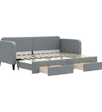 Tagesbett Ausziehbar mit Schubladen Hellgrau 80x200 cm Stoff
