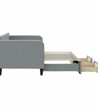 Tagesbett Ausziehbar mit Schubladen Hellgrau 80x200 cm Stoff