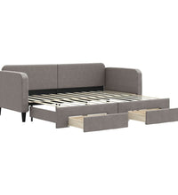 Tagesbett Ausziehbar mit Schubladen Taupe 80x200 cm Stoff