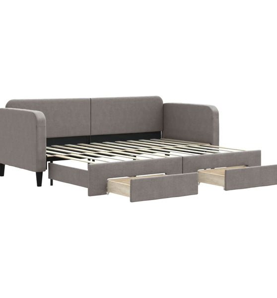 Tagesbett Ausziehbar mit Schubladen Taupe 80x200 cm Stoff