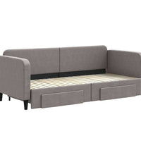 Tagesbett Ausziehbar mit Schubladen Taupe 80x200 cm Stoff
