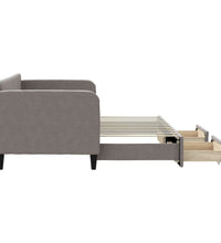 Tagesbett Ausziehbar mit Schubladen Taupe 80x200 cm Stoff