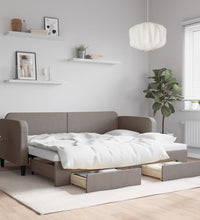 Tagesbett Ausziehbar mit Schubladen Taupe 80x200 cm Stoff