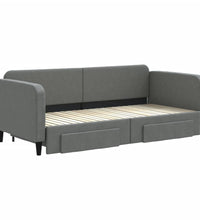 Tagesbett Ausziehbar mit Schubladen Dunkelgrau 90x200 cm Stoff