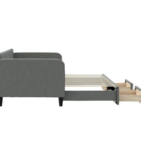 Tagesbett Ausziehbar mit Schubladen Dunkelgrau 90x200 cm Stoff