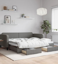 Tagesbett Ausziehbar mit Schubladen Dunkelgrau 90x200 cm Stoff