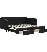 Tagesbett Ausziehbar mit Schubladen Schwarz 90x200 cm Stoff